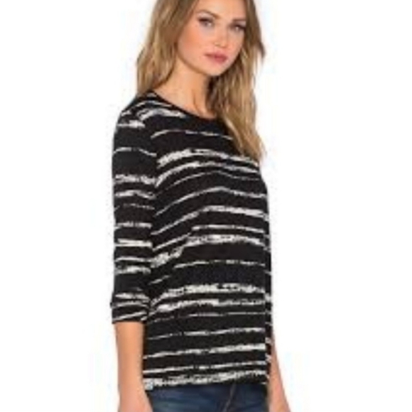 Vince Tops | Vince Shadow Stripe Print Long Sleeve Jersey Tee | Color: Black - Picture 2 of 14
